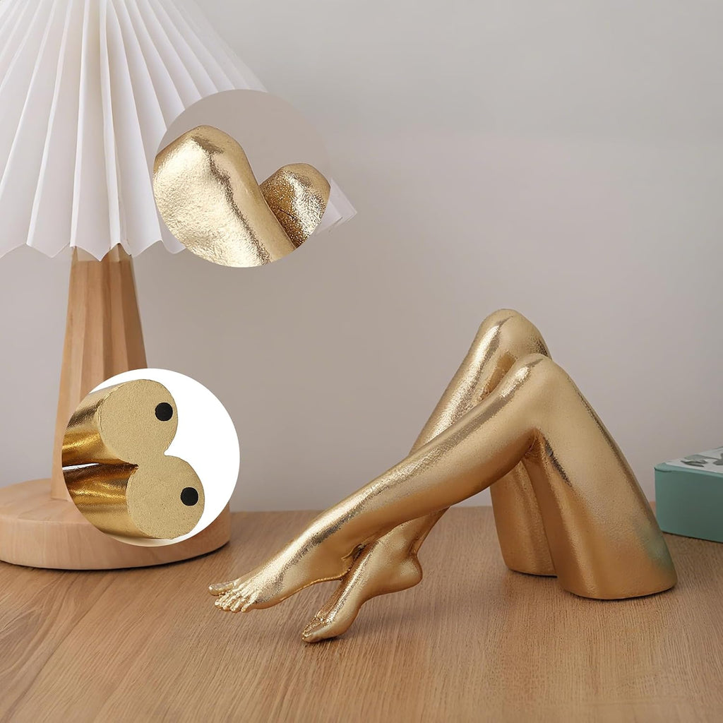 Golden Legs Sculpture Resin Statues Home Decor (Bowed Leg) | Gold Legs Shelf Decor Electroplated Resin Statues Office