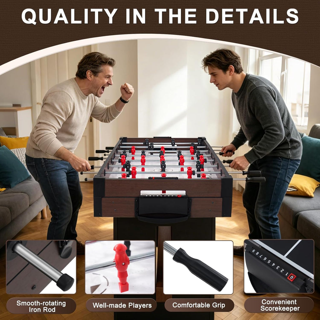 4-in-1 Multi Game Table, 54" Combination Game Table Set, Combo Games Table with Air Hockey, Table Tennis, Foosball