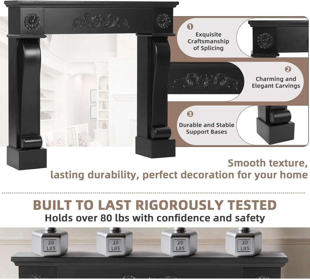 Modern Surround, Decorative Wooden Freestanding Mantel for Electric Fireplace, Waterproof & Anti-Tipping, Premium MDF