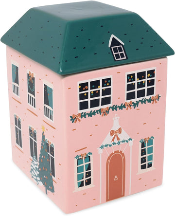 Steel Mill & Co. Ceramic Cookie Jar, Pink Holiday Cottage