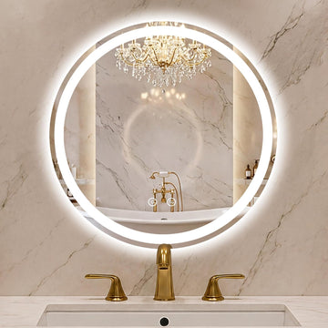 Round LED Bathroom Mirror with Lights, 24 Inch Circle Lighted Vanity Mirror, Anti-Fog, Dimmable 3 Colors