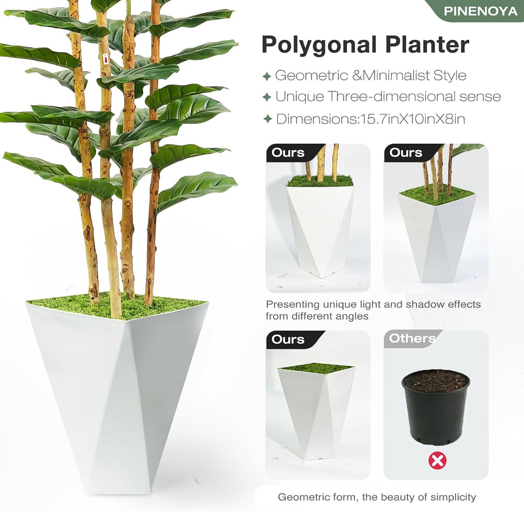 Fiddle Leaf Fig Tree,6ft Tall Fake Plant Indoor with White Planter,Faux Ficus Tree with Natural Wood Trunk Living