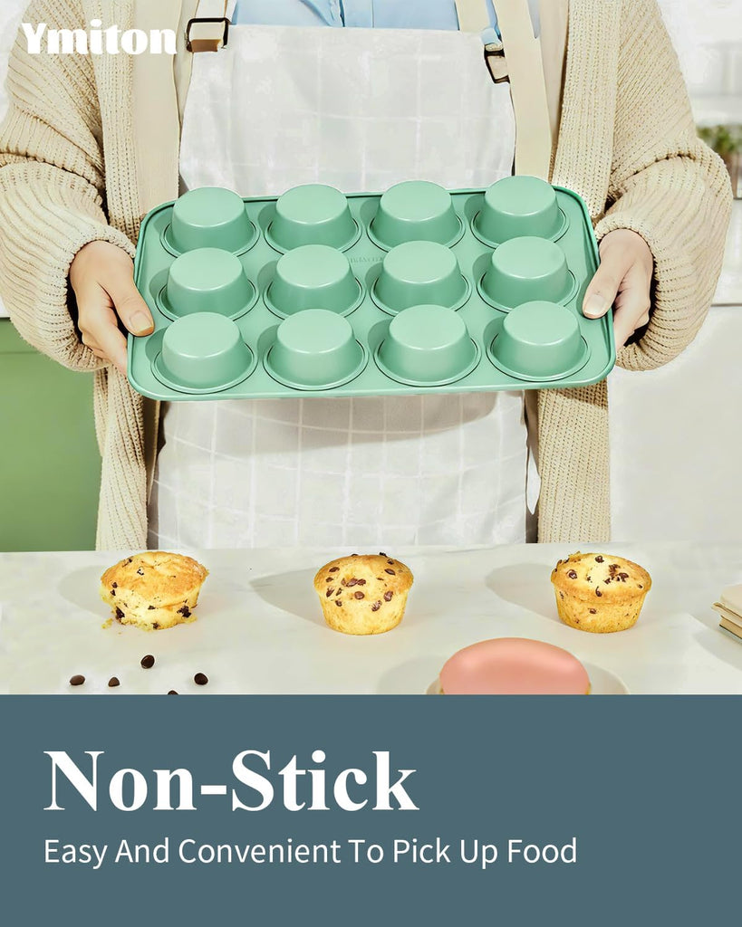 Ceramic Nonstick Pans Set, Non Toxic 30 PCS Stackable Bakeware Sets, 550°F Oven Safe Sheet & Pans, Warp-Free