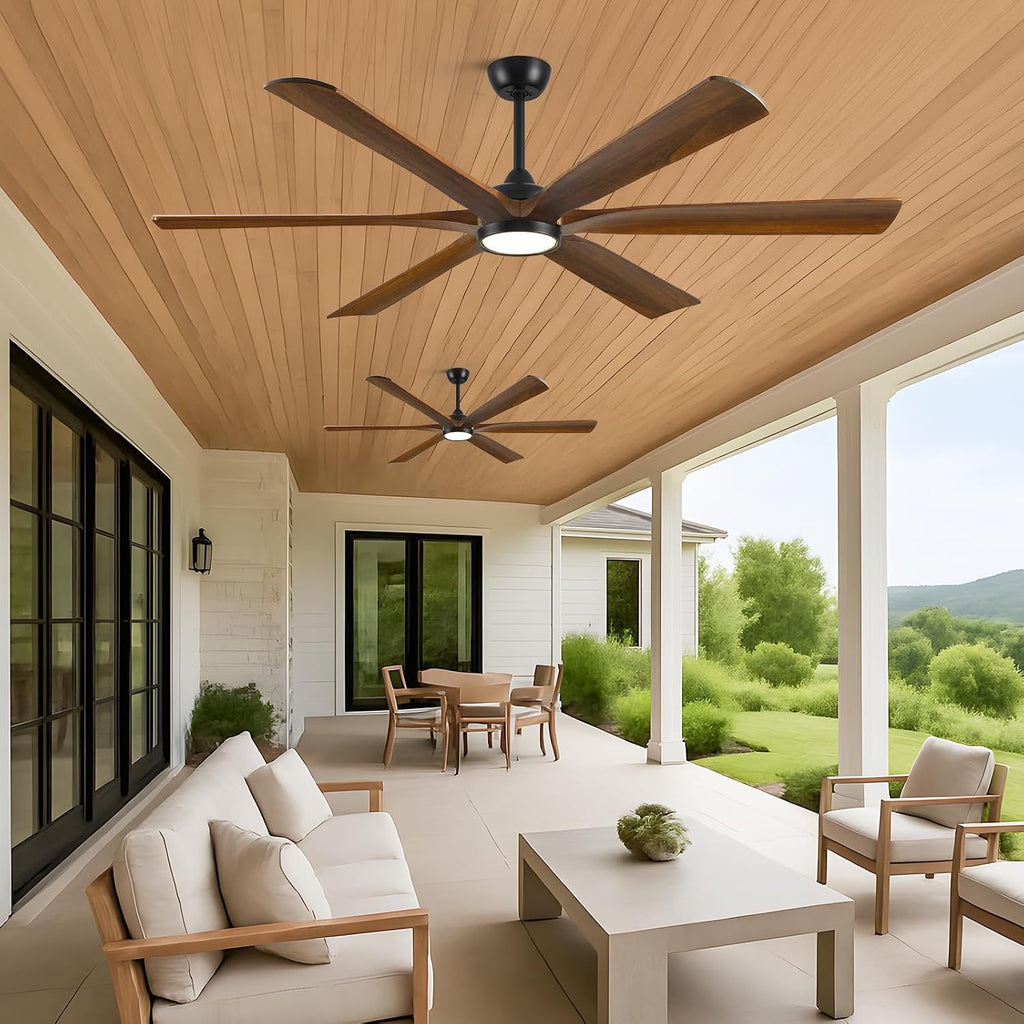 72" Ceiling Fan with LED Light and Remote - Walnut Smart