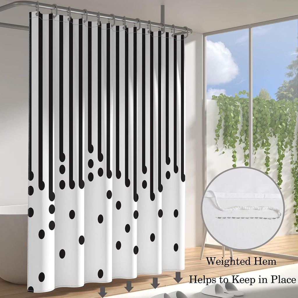 Black and White Fabric Shower Curtain Modern Black Striped Shower Curtain Summer Water Repellent Bath Curtains 72x72