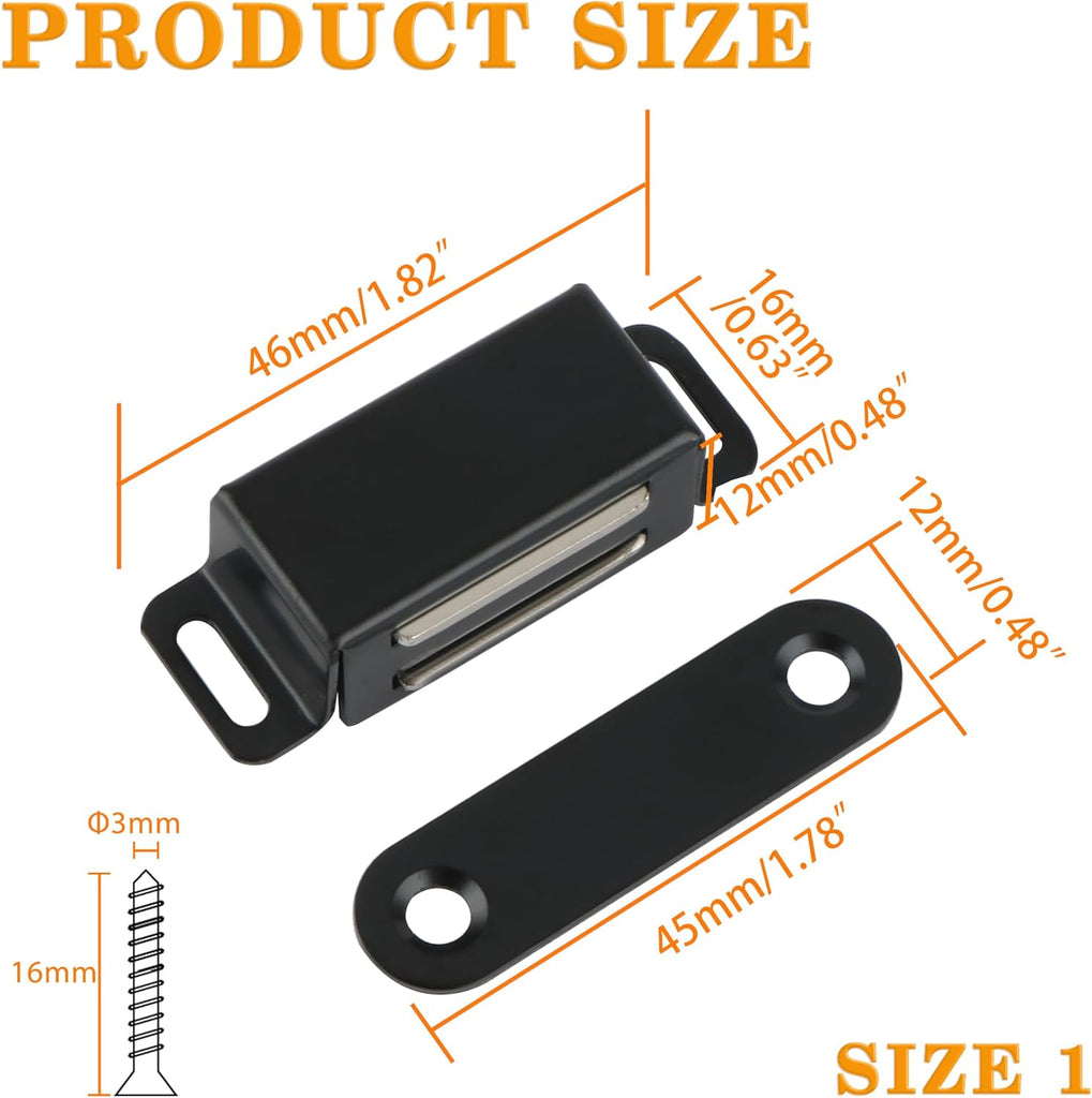 Magnetic Cabinet Door Catch 4Pcs,Cabinet Door Magnets Catches Magnetic Door Closers for Cabinets,Stainless Steel Black
