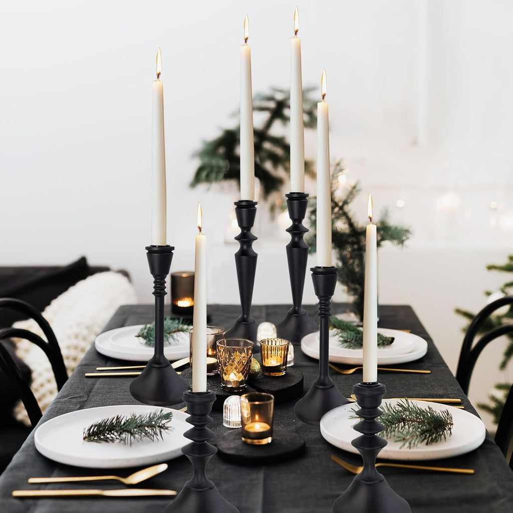 Candlestick Holders Black Candle Holder Set in 3 Designs-Taper Candle Holders Set of 3 for Candlesticks,Modern Wood