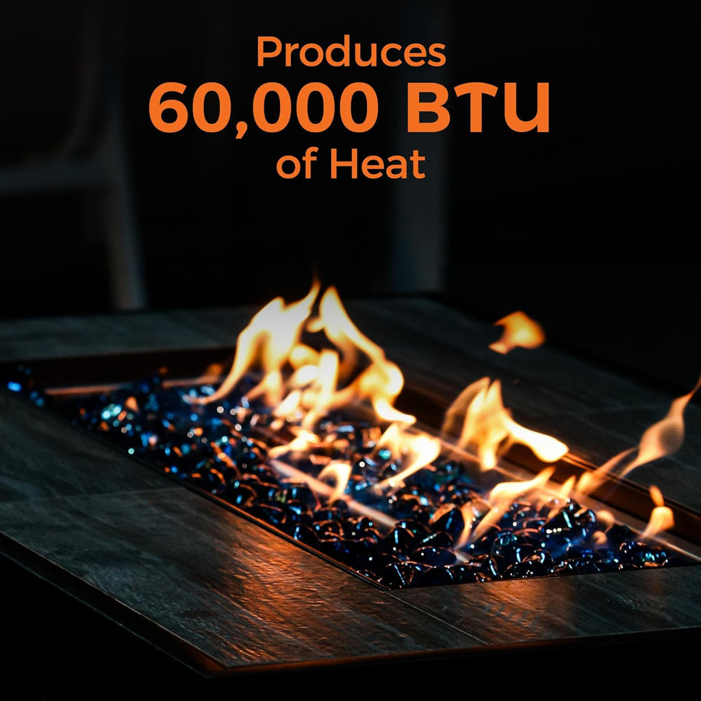 42 Inch Propane Fire Pit Table - Outdoor Patio with Lava Rocks