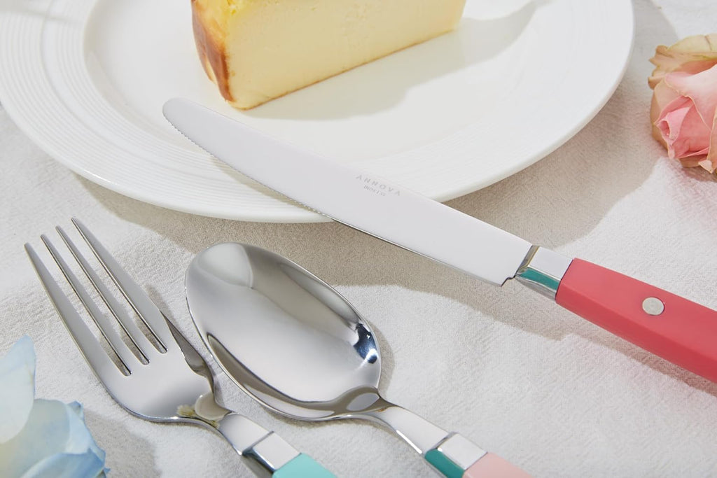 Silverware Set, Retro/Rivet Colorful Stainless Steel Tableware Kitchen Flatware Set Utensils, Includes Dinner Knives