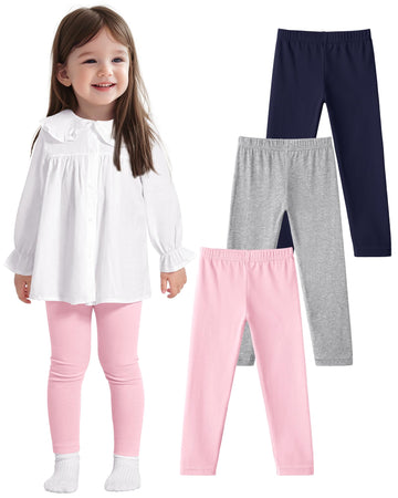 3 Pack Baby Cotton Pants Toddler Boys Girls Leggings Basic Clothes Black+Light Pink+Light Gray