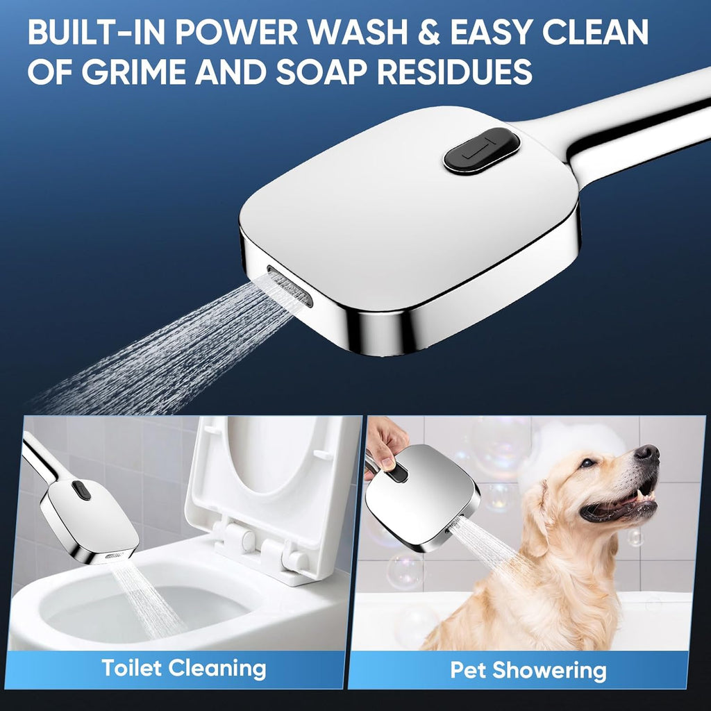 High Pressure Shower Head with Handheld,8 Modes,Heat-Resistant Premium ABS Material,Anti-clog Nozzles,Built-in Power