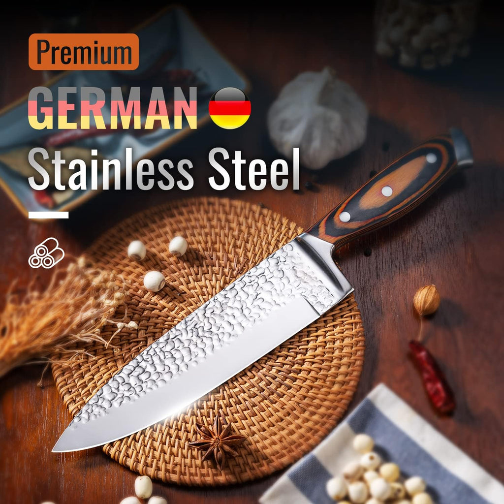 Kitchen Knife Sets with Block, 15-Piece High Carbon Stainless Steel Knife Block Set with Sharpener, Ultra-Sharp