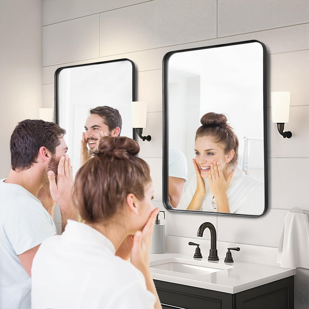 Black Bathroom Vanity Mirror Over Sink 2 Pack, 24x36 Large Wall Mirror