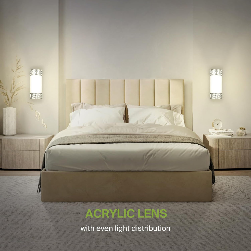 12 Inch LED Indoor Wall Sconce - Brushed Nickel Modern Dimmable 15W 2700K-5000K Adjustable Wall Mounted Light