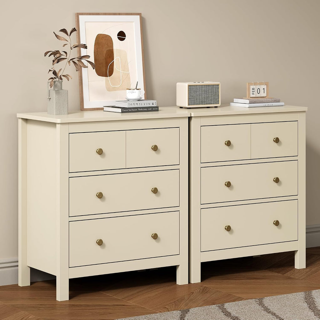 3 Drawer Nightstand, 27'' Wood Bedside Table with Storage Drawers, Modern Bedroom Storage Cabinet , Beige