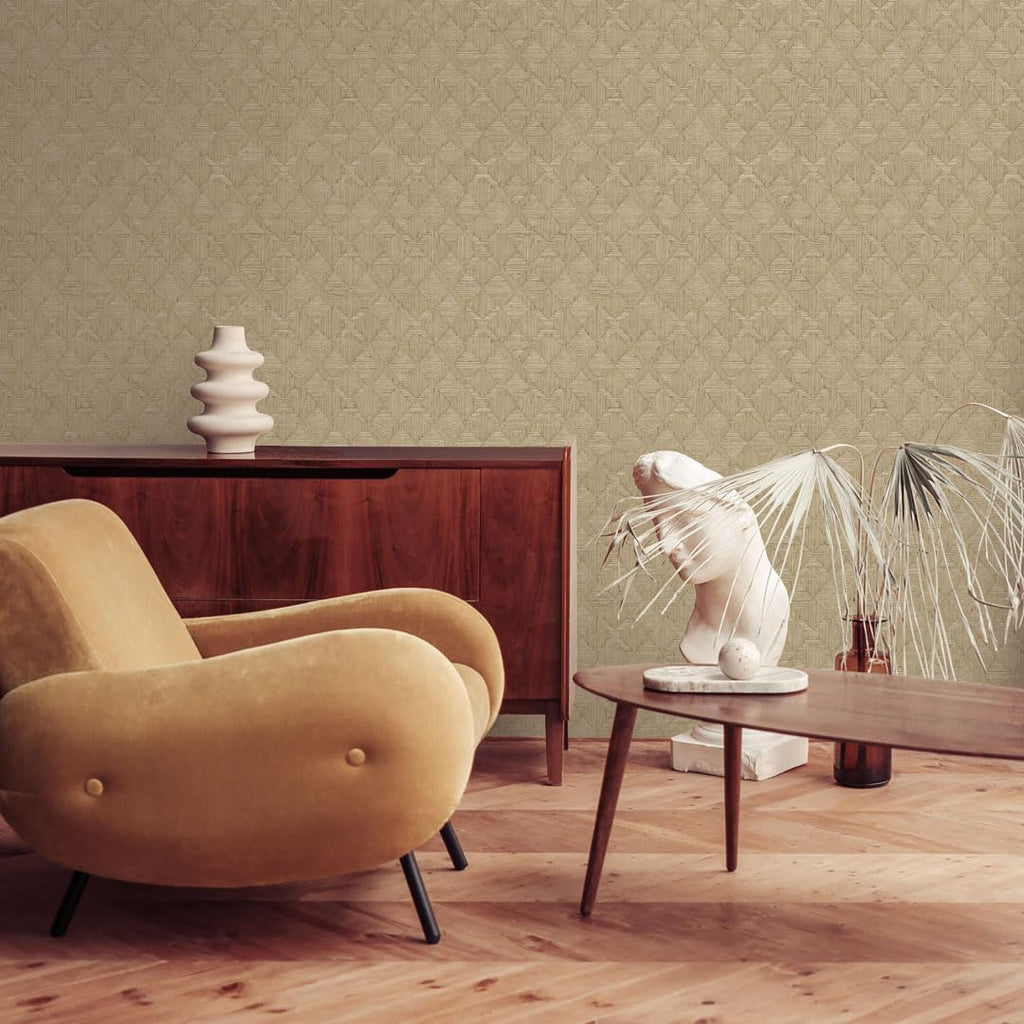 X Jeremiah Brent Cream Textured Hoffmann Faux Sisal Removable Peel and Stick Wallpaper, 20.5 in X 16.5 ft, Made in