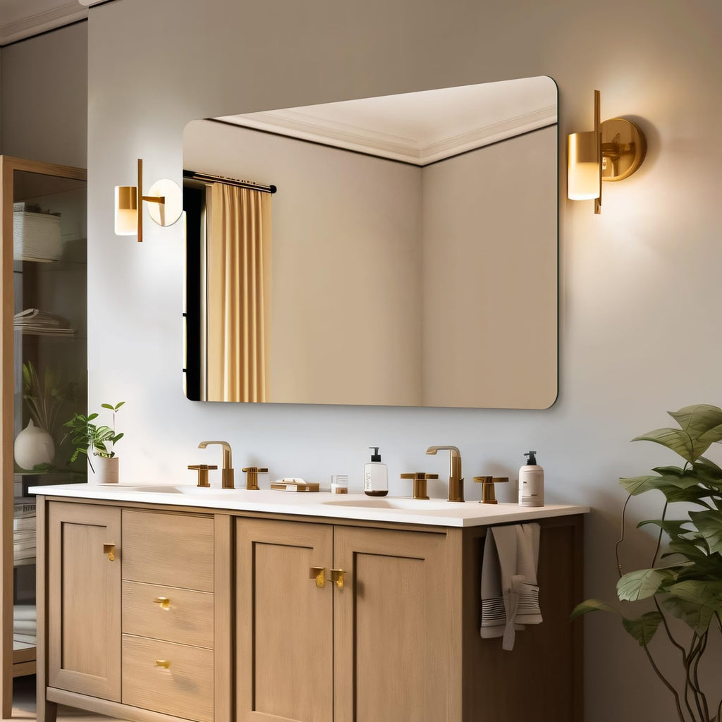 Bathroom Mirror 40"x30" Rounded Corner Frameless Mirror for Wall