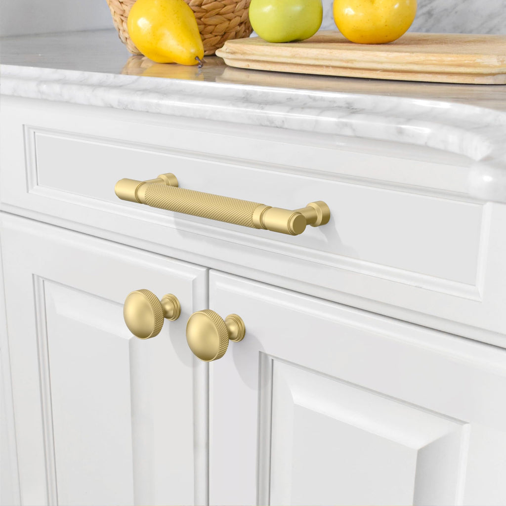 10 Pack Brushed Gold knurled Cabinet Pulls 5"