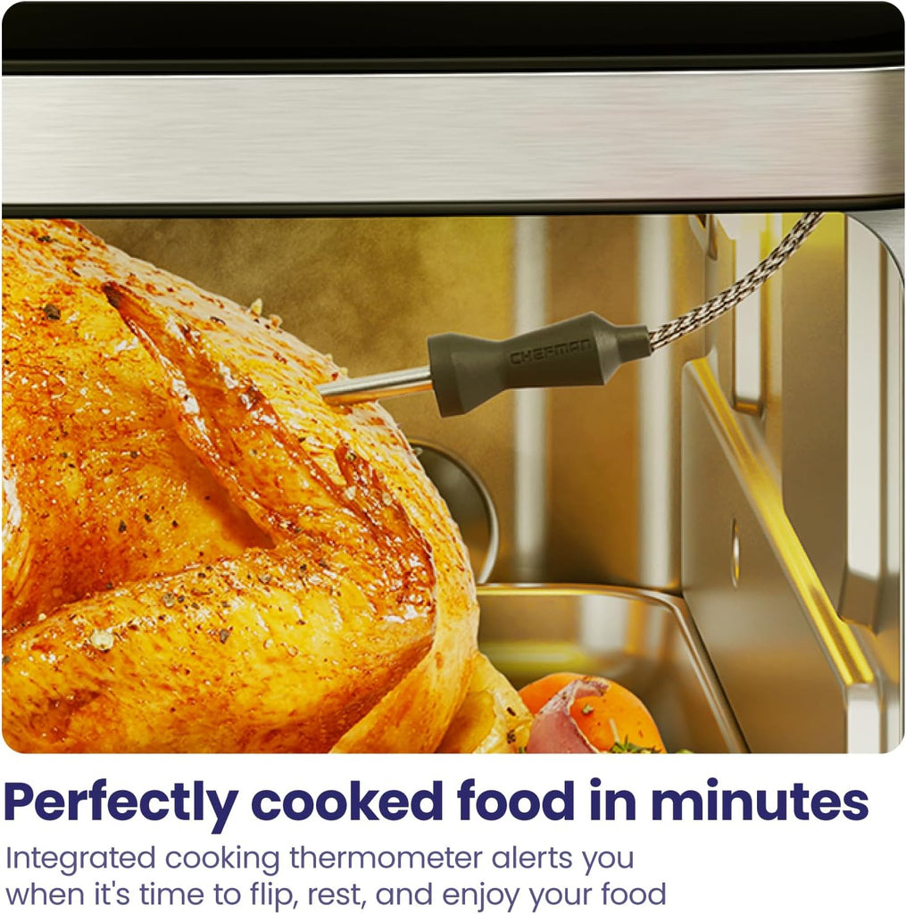 Air Fryer Toaster Oven Combo with Probe Thermometer, 12-In-1 Stainless Steel Convection Countertop, 10 Inch Pizza, 4