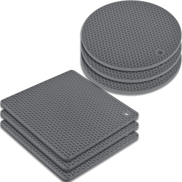 Silicone Square Trivets Mat, 6 Packs Multipurpose Non Slip Heat Resistant Pot Holder-Gray - Set of 6
