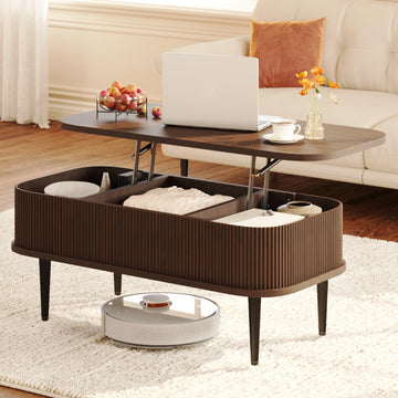 Mid Century Fluted Coffee Table, Walnut