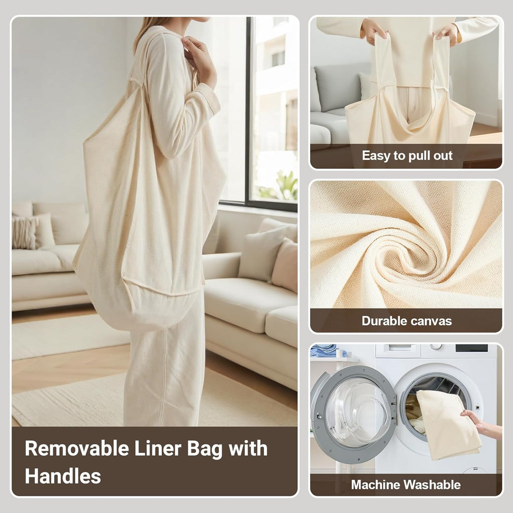 Laundry Hamper 2 Section, 100L Rolling Laundry Sorter with Wheels | Removable Washable Liner Bags, Sturdy Steel Frame