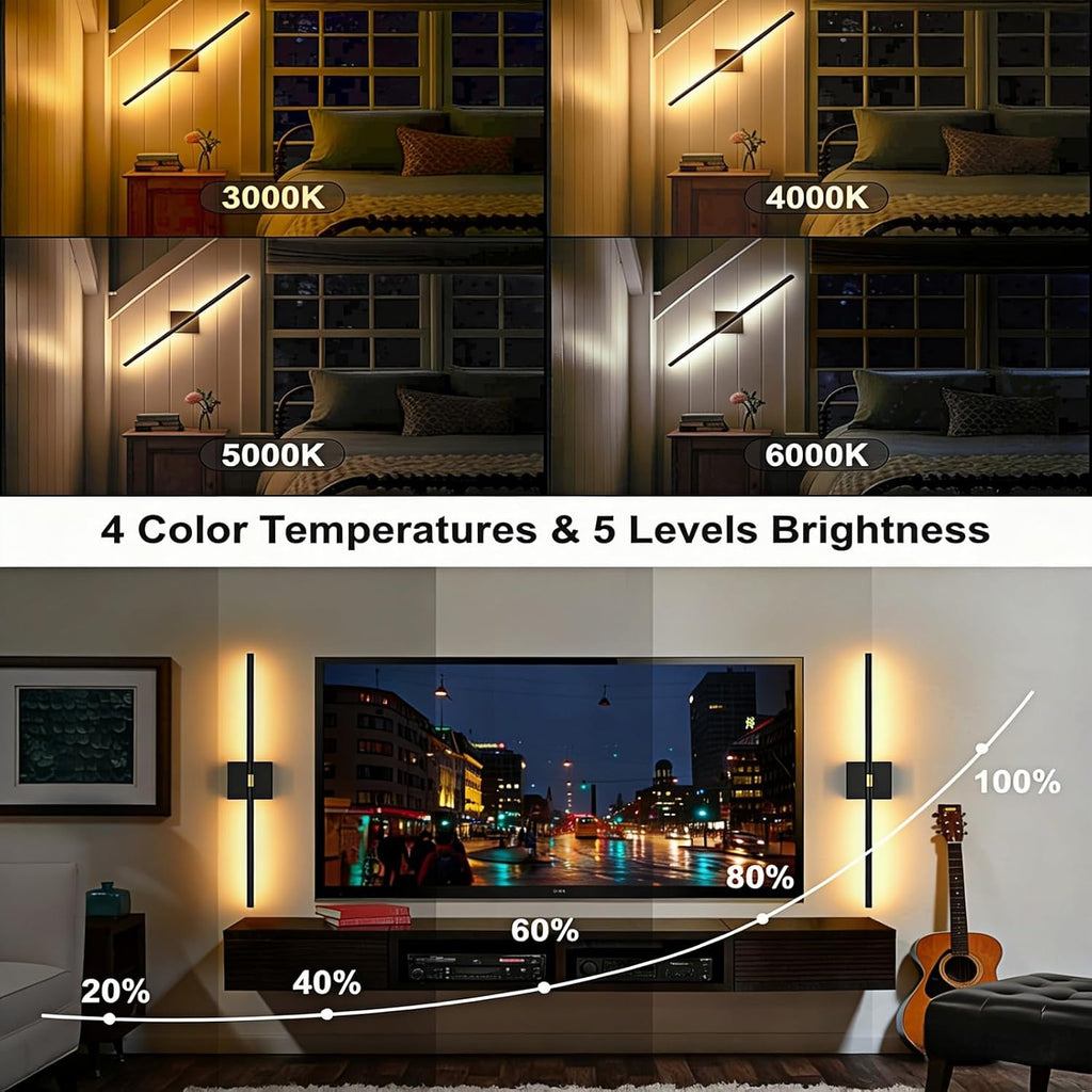 Battery Operated Wall Sconces Set of 2: 10000mAh Rechargeable Wireless Wall Lights, 360° Rotatable Magnetic Wall
