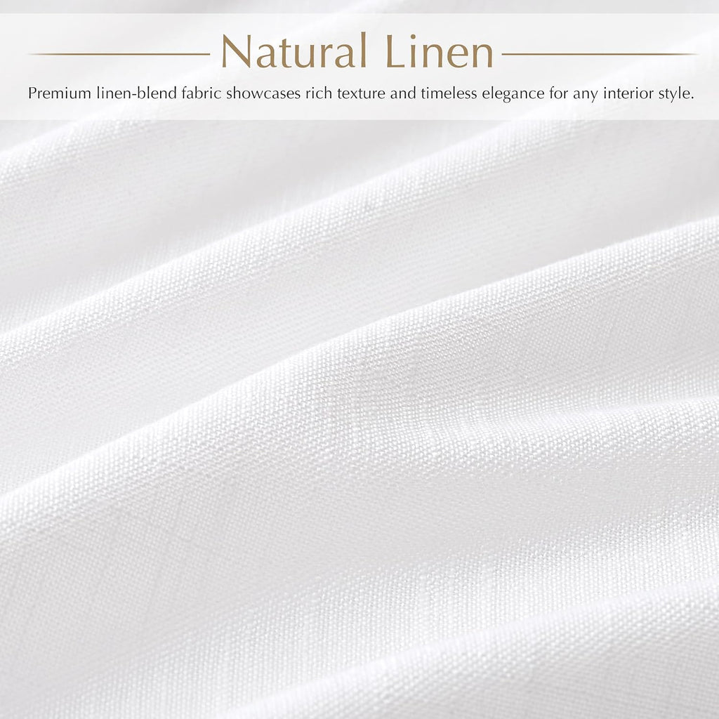 White Linen Triple Pinch Pleat Curtains 78 Inch Length 2 Panels Set Light Filtering Semi Sheer Memory Trained Pleated