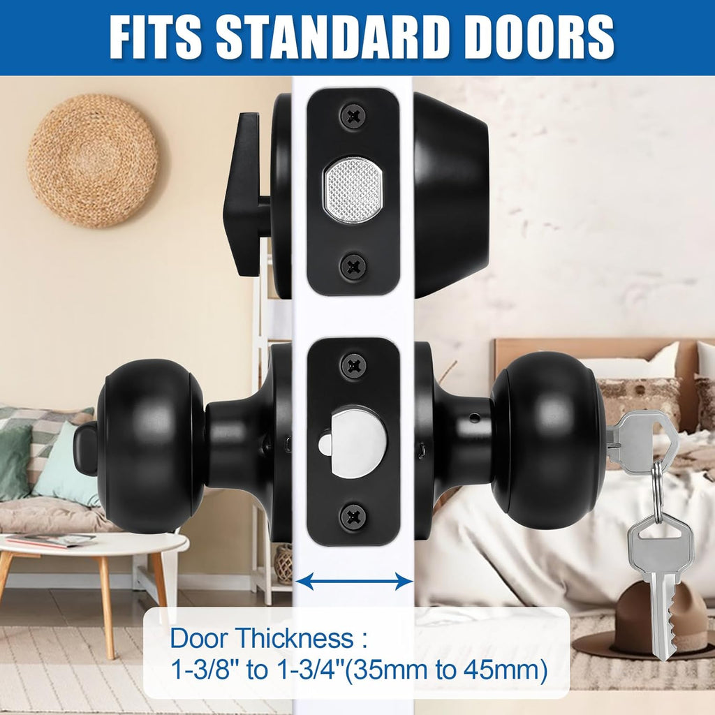 2 Sets Entry Door Knob and Single Cylinder Deadbolt Combo Set