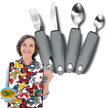 Adaptive Utensils - 4pcs Weighted Utensils Set (2.5oz Each) for Hand Tremors, Elderly, Parkinson's, Arthritis