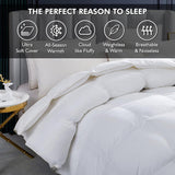 Luxurious White Solid Heavy Weight, Twin Goose Feathers Down Comforter for Winter Weather Duvet Inse
