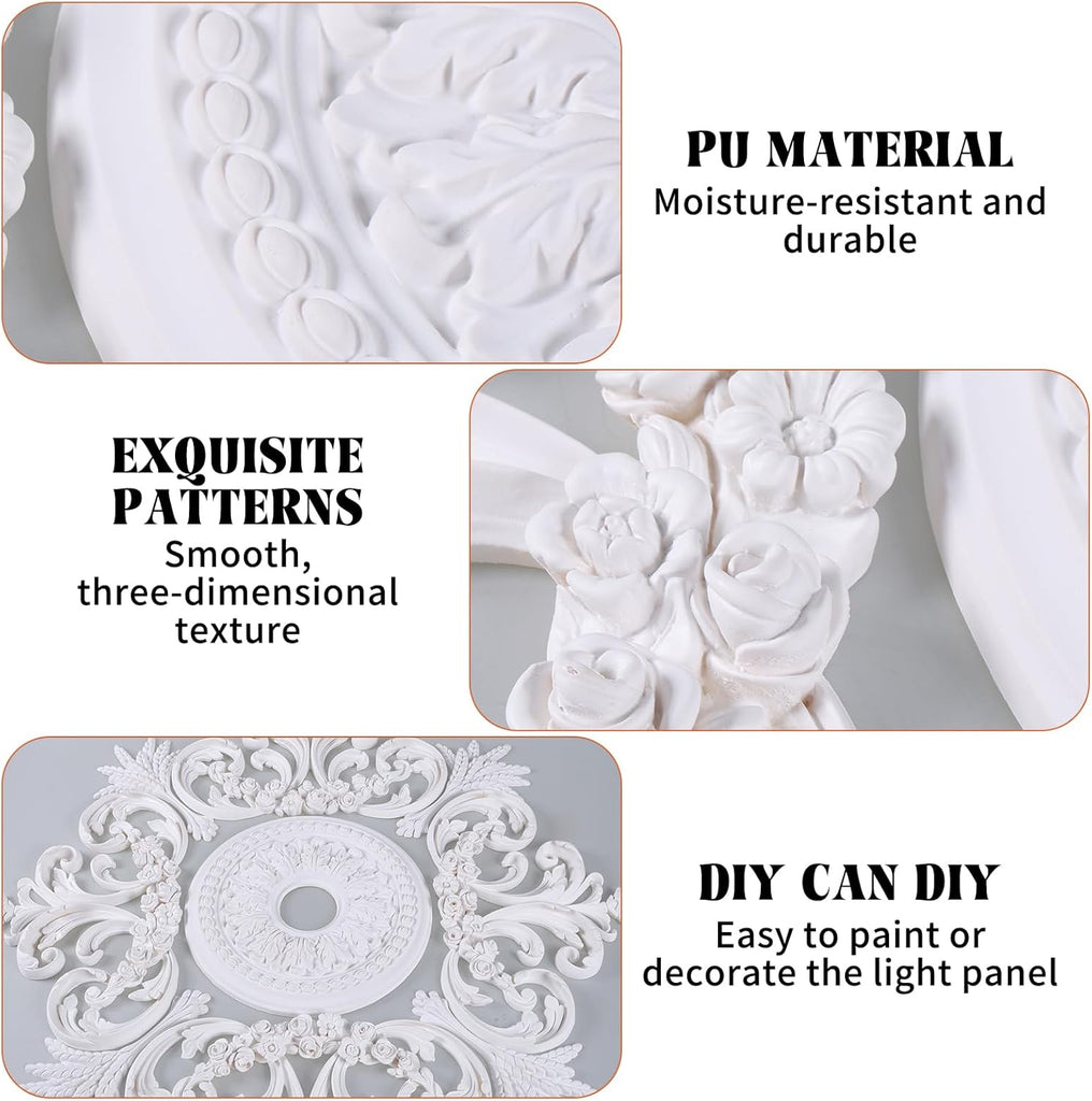 28" Large PU Ceiling Medallion Combination Decorative - 28 inch Classic French Chandelier Base Cover, Victorian