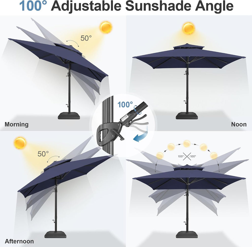 10x10 FT Square Cantilever Patio Umbrella