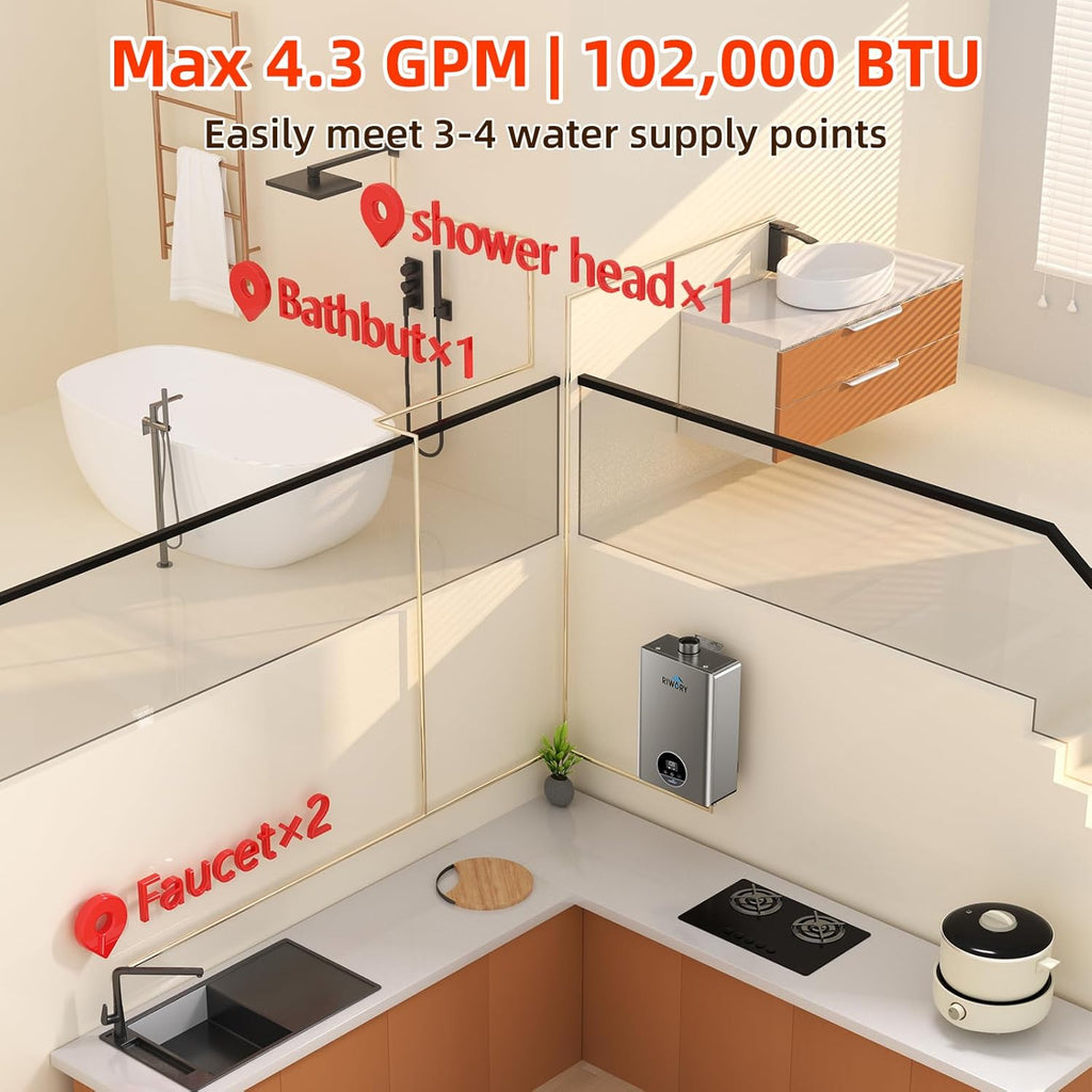 102000 BTU Natural Gas Tankless Water Heater