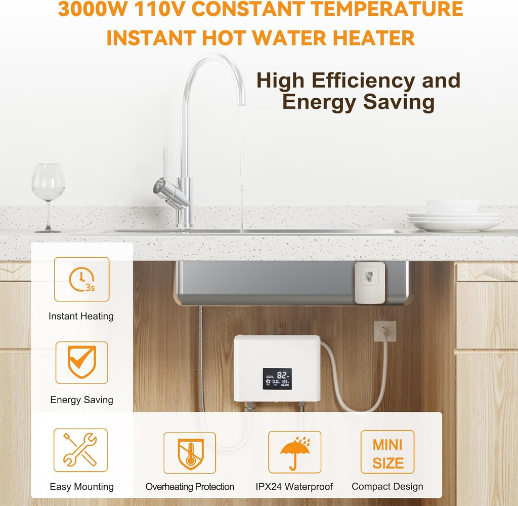 Electric Tankless Water Heater 110V 3000W