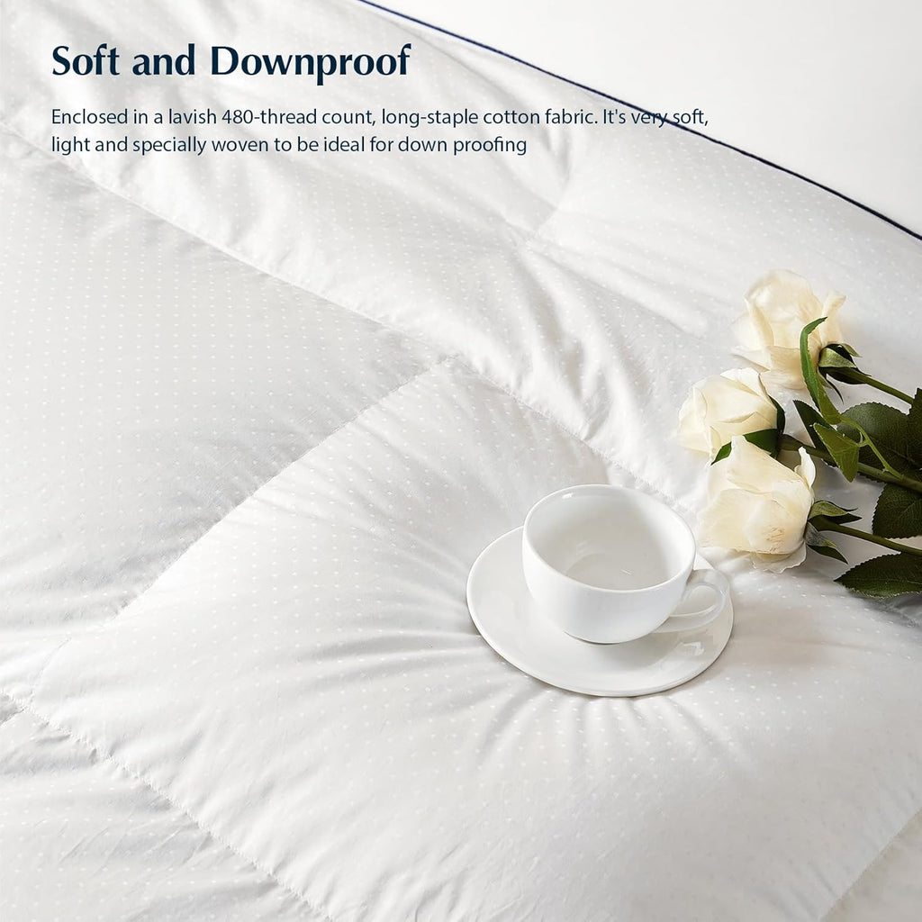 Comforter King, Filled in White Goose Down Bedding Comforter King，All Season White Luxury Hotel Fluf