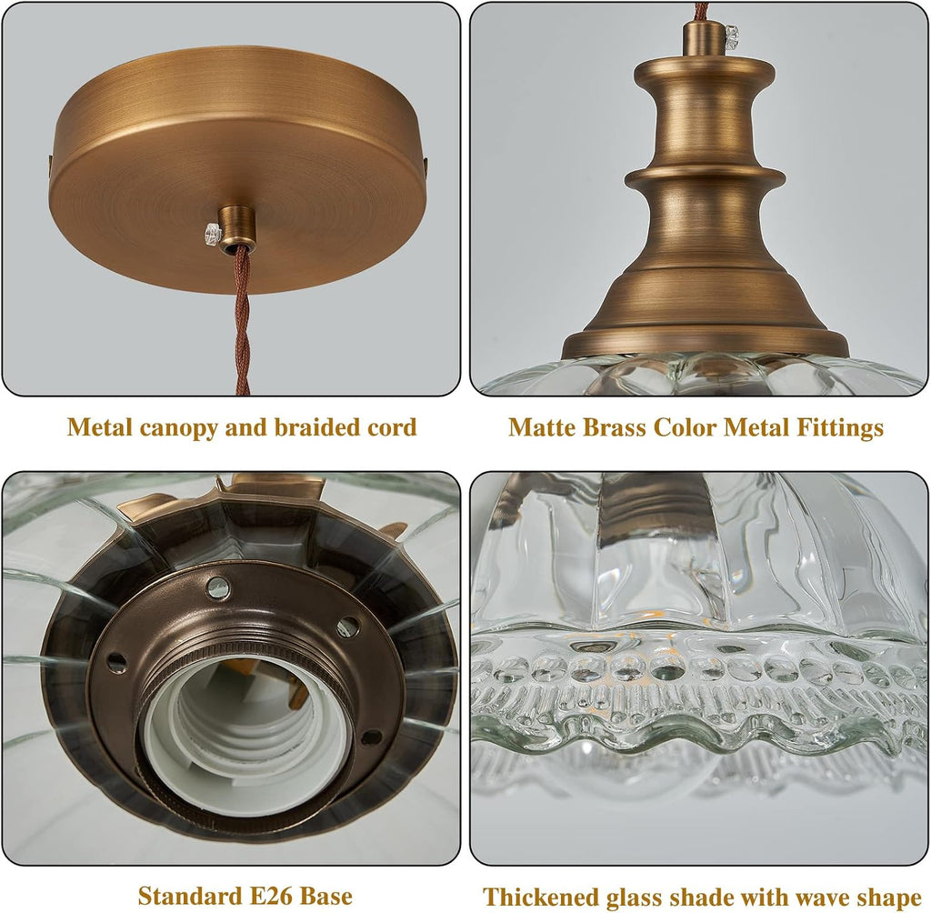 Glass Pendant Lights Modern Pendant Lighting Fixtures Hanging Lamp Brushed Finish Hanging Light Fixture for Kitchen