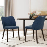 Upholstered Dining Chairs Set of 4, Modern PU Leather Kitchen and Dining Room Side Chairs with Padded Seat and Wood Legs, Blue