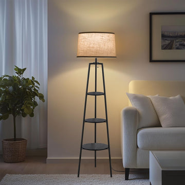 3 Tier Shelf Floor Lamps, Modern Standing Lamp with 3 Color Temperature Led Bulb, Tall Lamps and Off