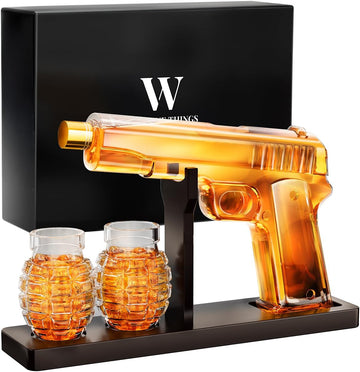 Gifts for Men Dad, Whiskey Decanter Set with 2 Glasses, Ideas for Father, Husband, Boyfriend, Brother, Military
