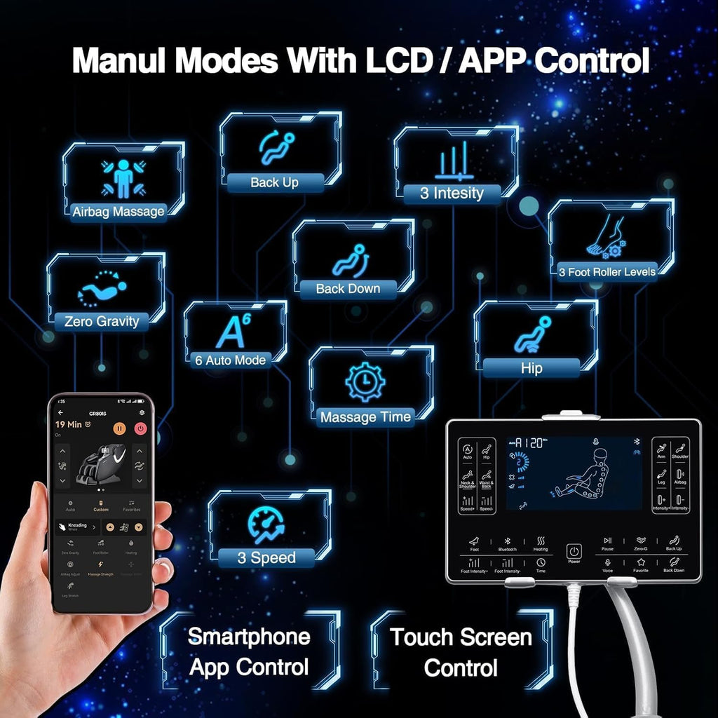 2026 Massage Chair Full Body, AI APP Control Shiatsu Zero Gravity Massage Chair with Foot Roller, Back Calf Heated