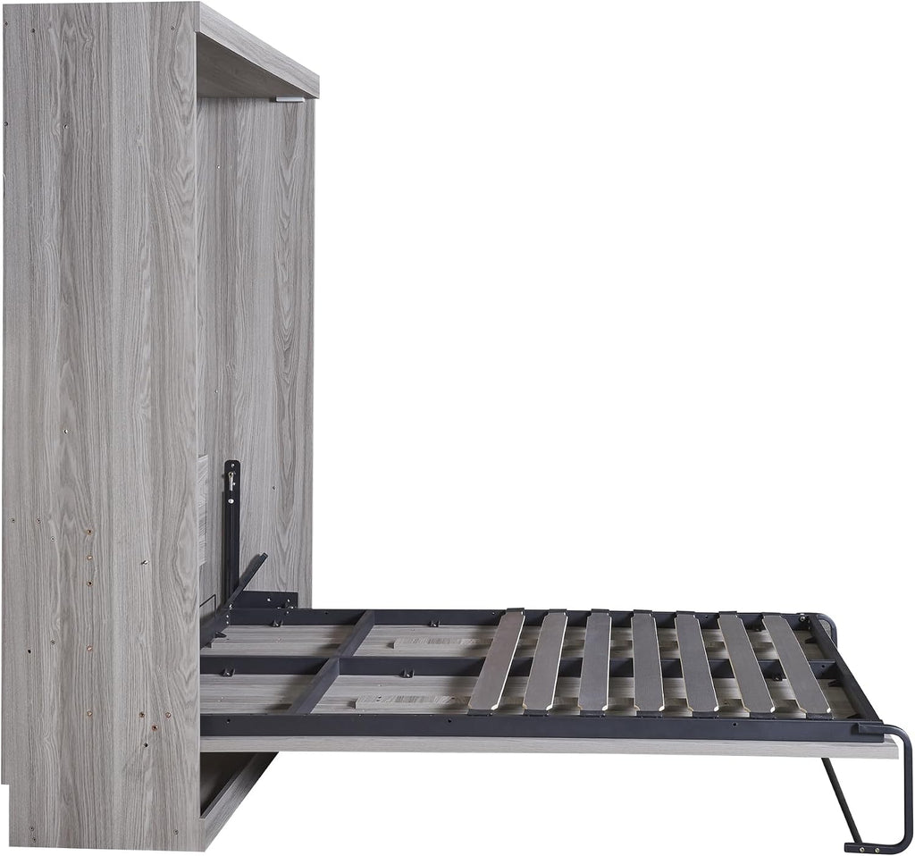 Full Murphy Bed,Modern Hidden Murphy Wall Chest Beds with Space-Saving Design,84.1" Wood Murphy Wall Bed Cabinet with Pinewood Slat Support,for Bedroom,Apartment,Gray