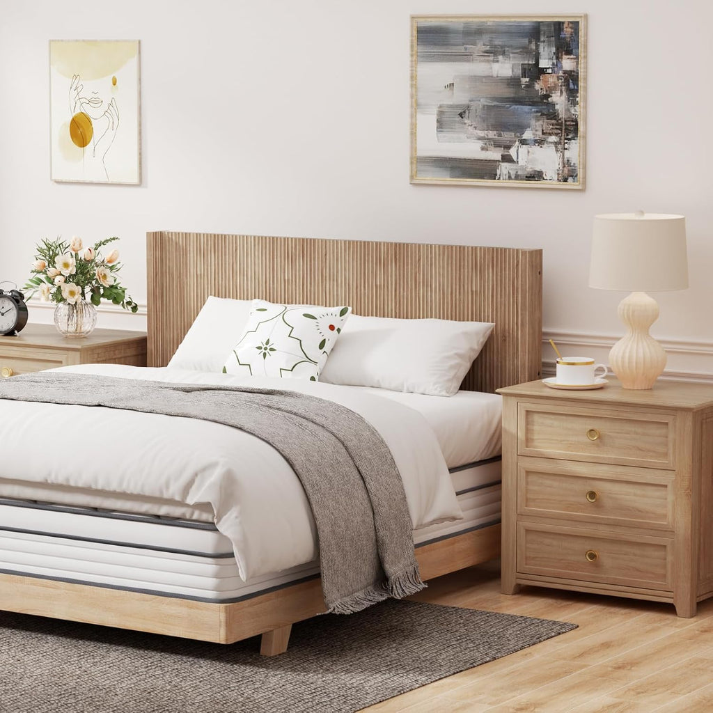 King Fluted Headboard ONLY - Wall Mount Wood Headboard, Rustic & Modern Farmhouse,Boho,Fluted Panel,Wingback Design