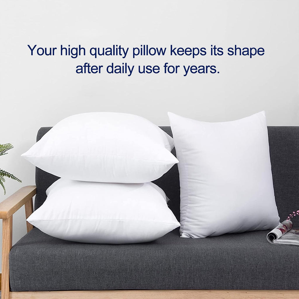 20x20 Pillow Inserts () - Down Alternative 100% Cotton Cover Decorative Square Throw Pillows White for Couch - Set of 2