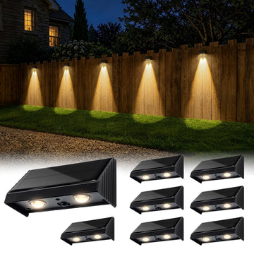 Solar Fence Lights Outdoor Dusk to Dawn for Deck, Porch, Address, Wall