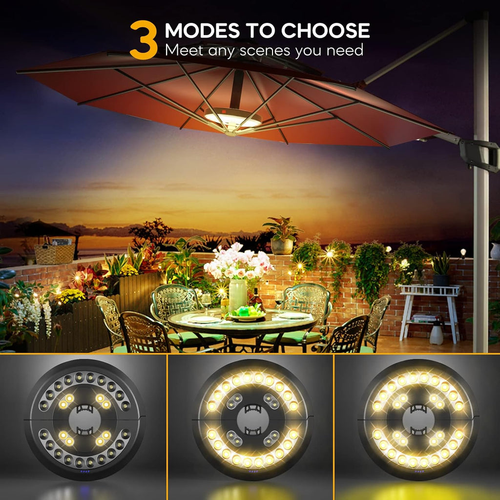 Patio Umbrella Lights-Rechargeable Outdoor Lights Decor | Patio Table Pole Light 28 LED 3 Lighting Modes