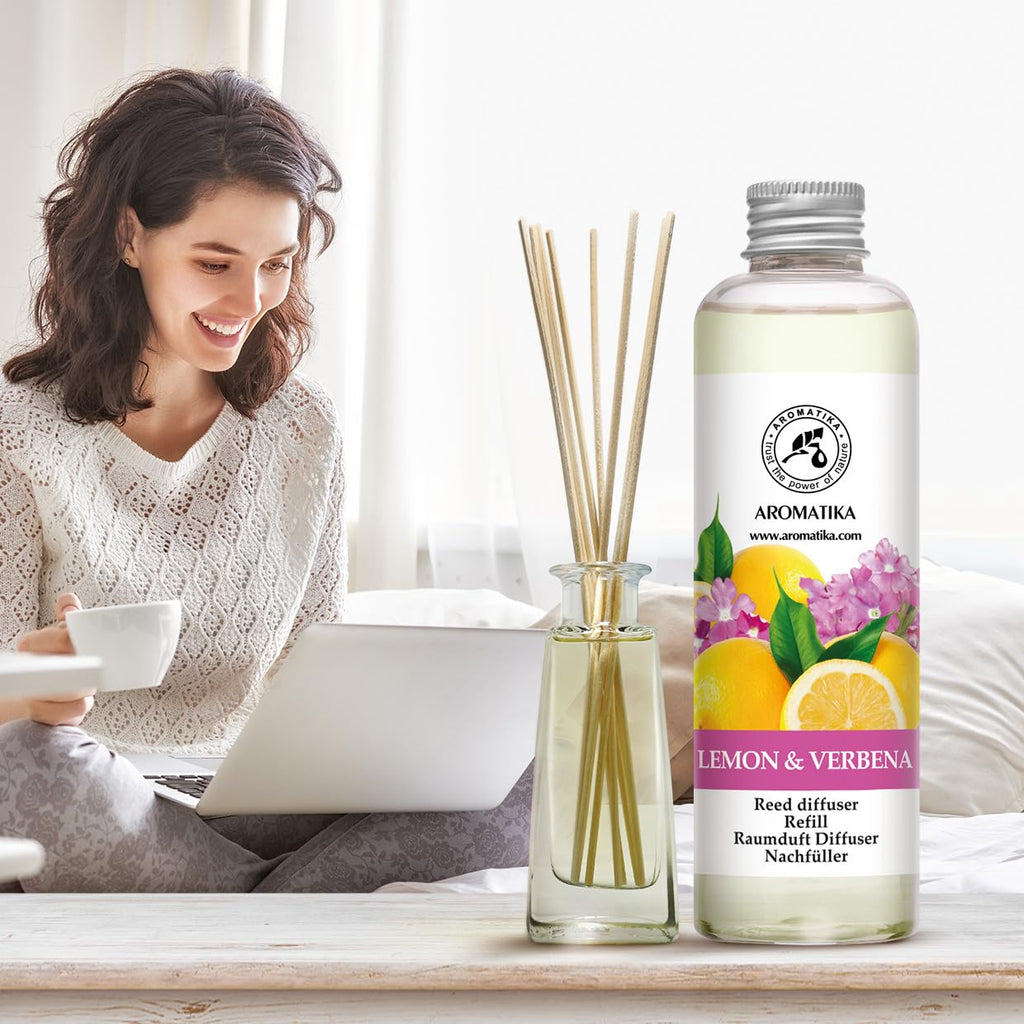 Lemon & Verbena Refill Reed Diffuser 6.8 Fl Oz - Room Diffuser Refill - Home Fragrance - Room Freshener - Fresh and