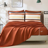 Queen Comforter Set, 7 Pieces Bed in a Bag Orange Queen Bed Set, Soft Boho Striped Bedding Sets with Sheets