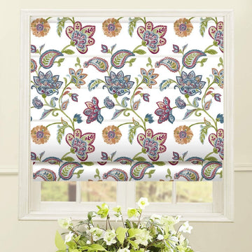 Washable Roman Shades, Floral Custom Fabric Blackout Cordless Roman Shades for Windows, Doors, Kitchen Windows, Easy