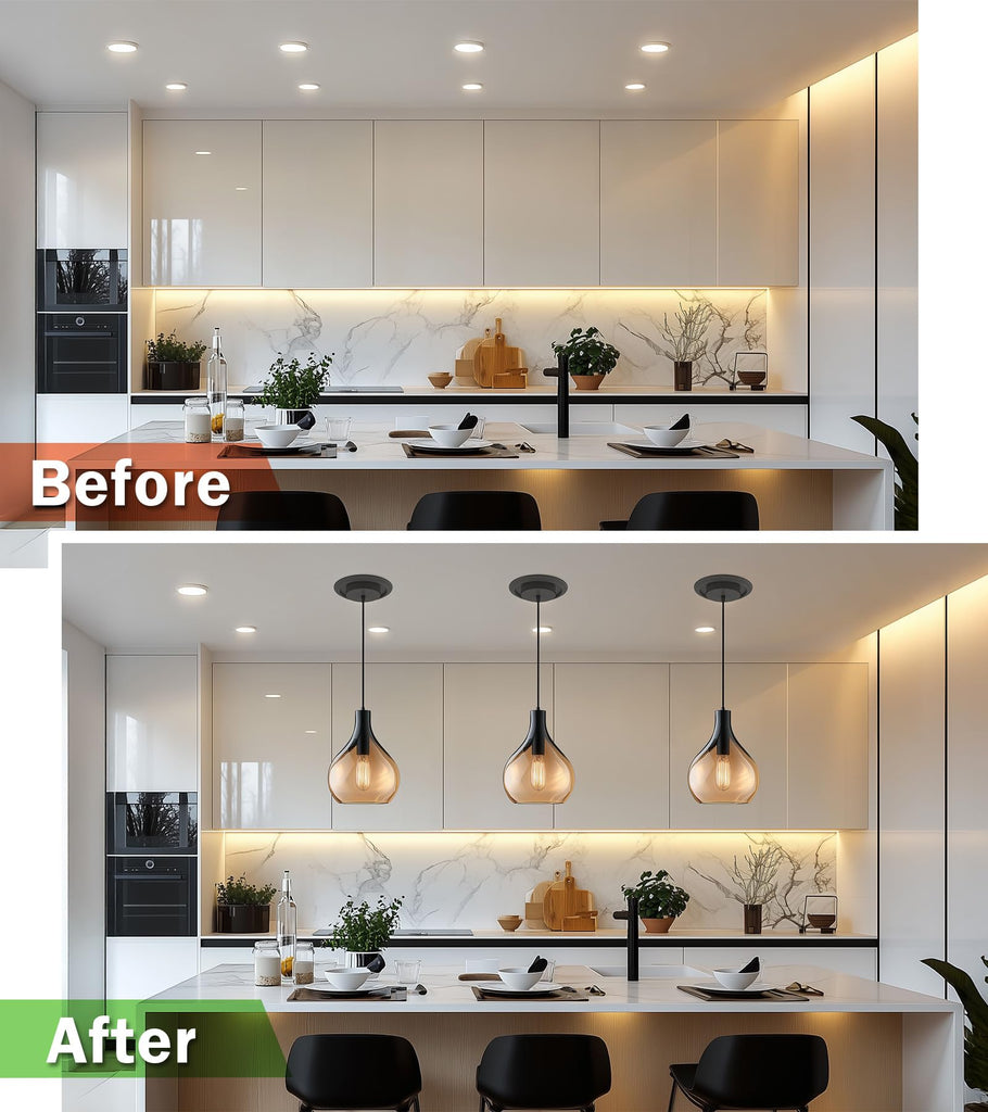5" and 6" Recessed Can Light Conversion Kit, Light Fixture Upgrade, Pendant Light, Fan Compatible, Equipped with 73⁄4